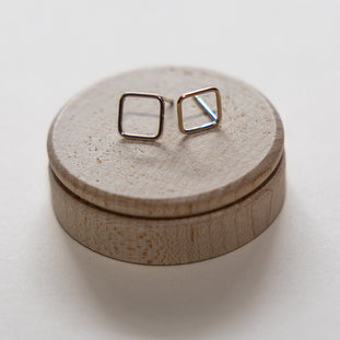 Open Diamond/Square Stud Earrings