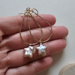 Star Pearl Hoop Earrings