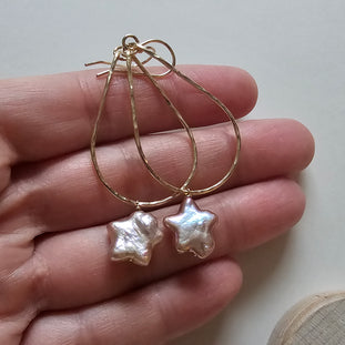 Star Pearl Hoop Earrings